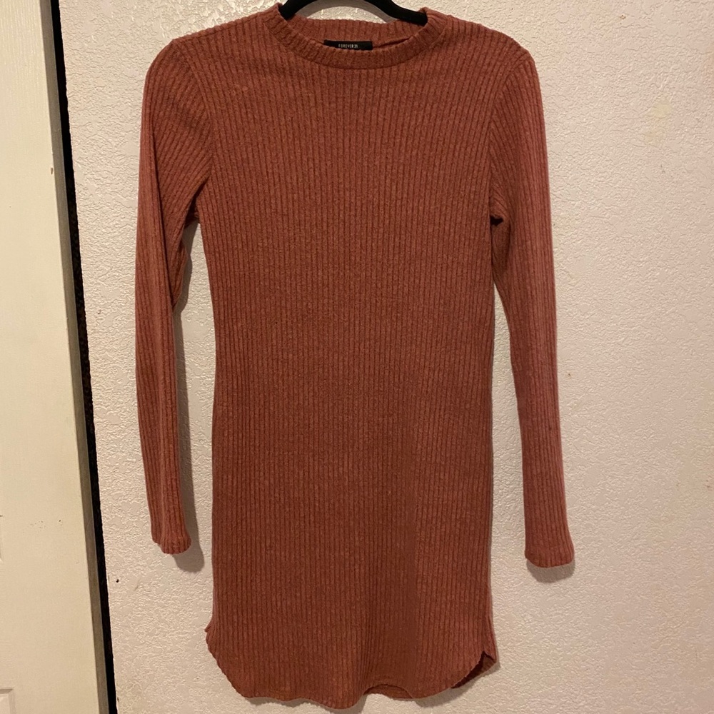 F21 | Ribbed Mauve Long Sleeve Dress